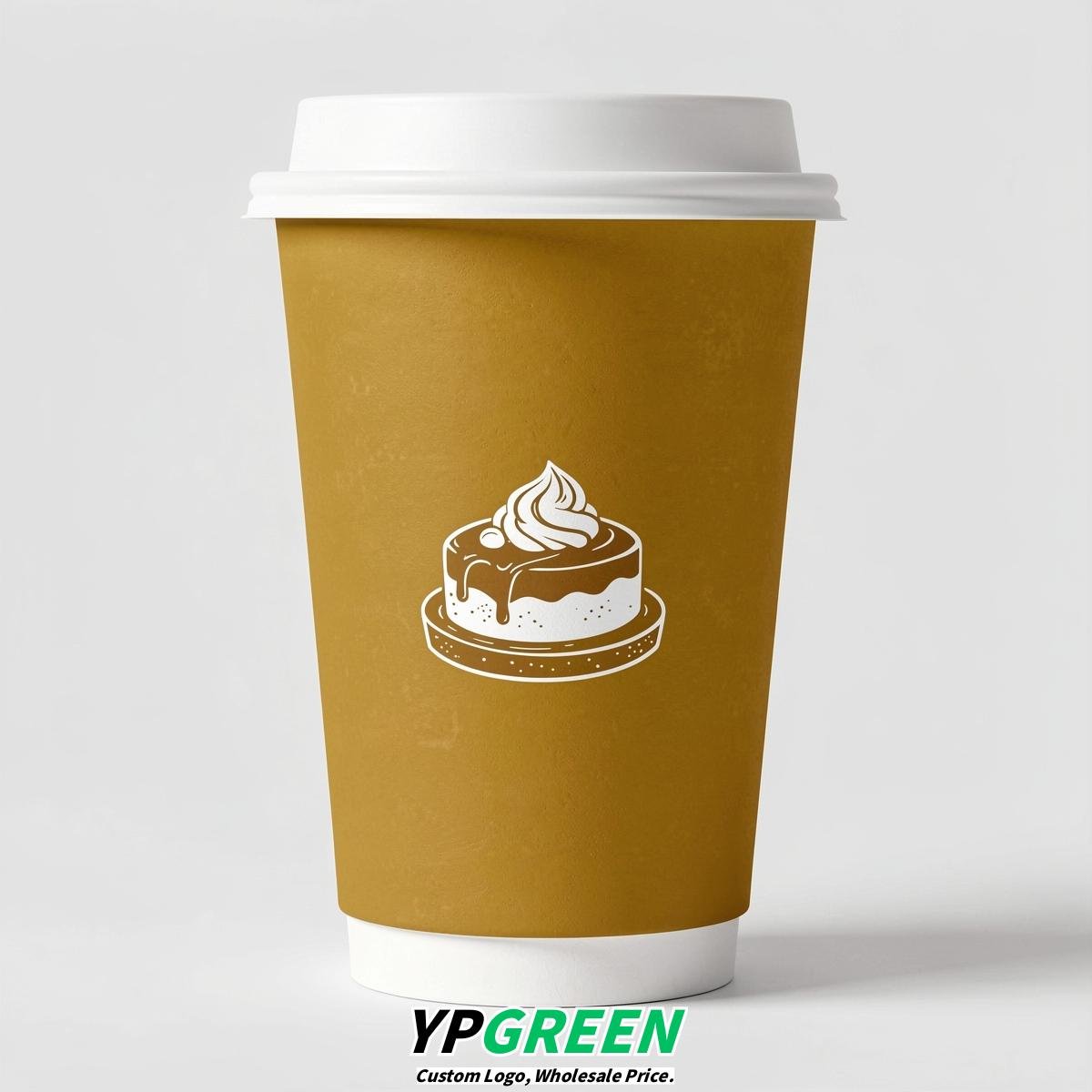 Mustard Paper Cups with Desserts Design 8-24oz