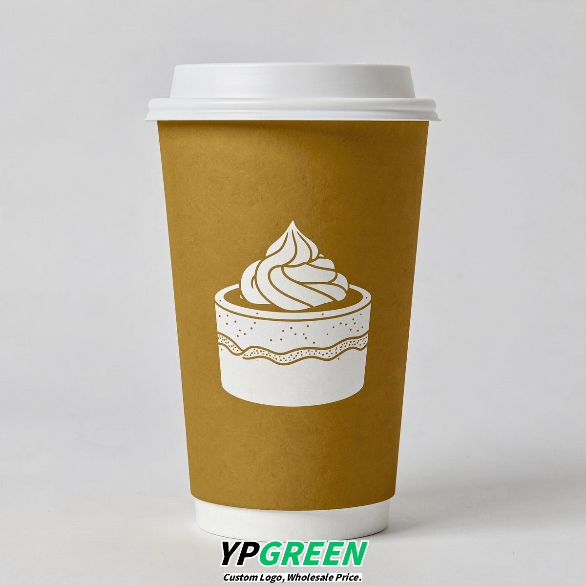 Mustard Paper Cups with Desserts Design 8-24oz