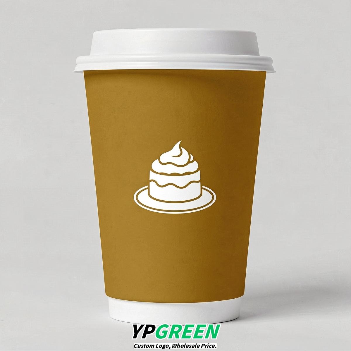 Mustard Paper Cups with Desserts Design 8-24oz