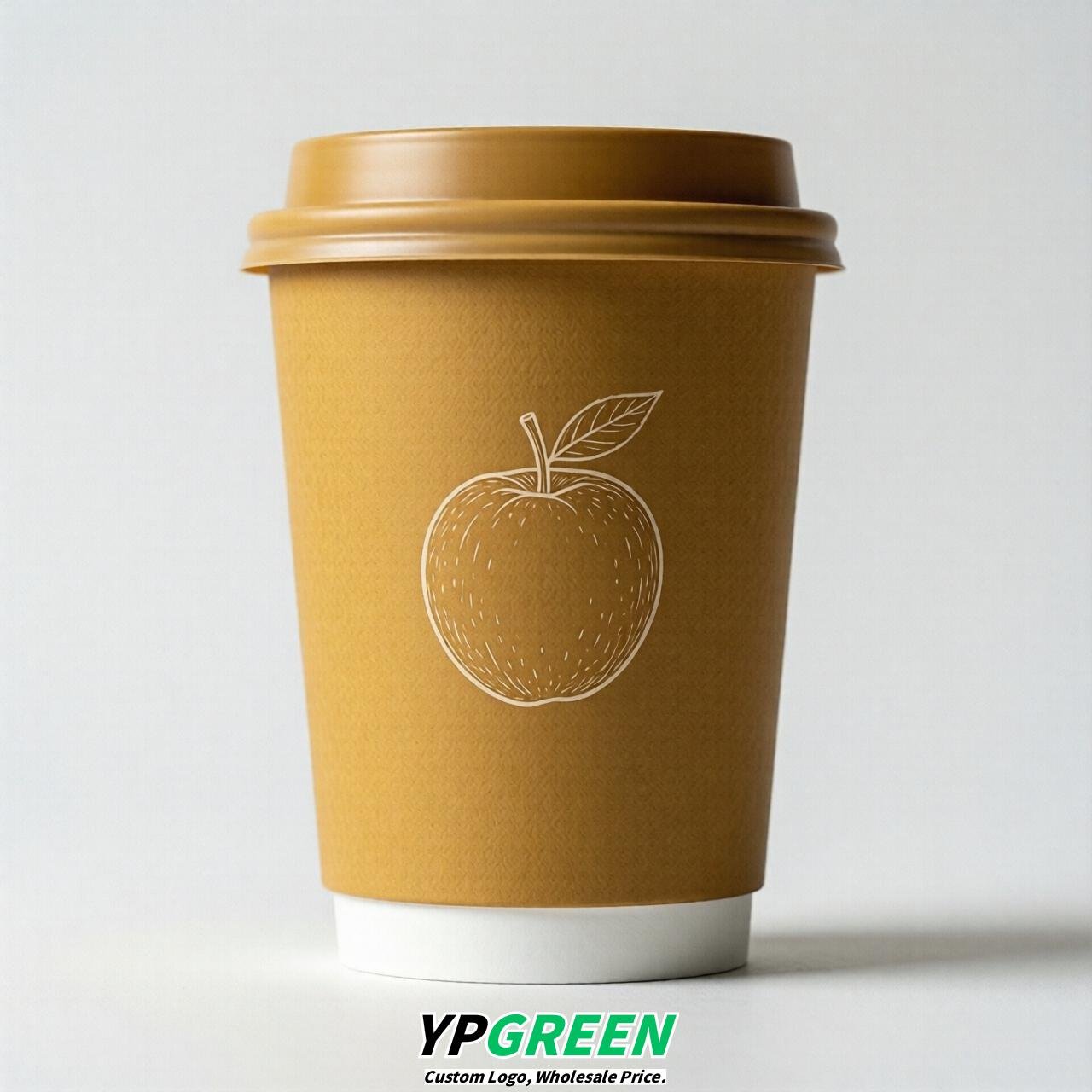 Mustard Fruits Paper Cups with Lids 8-24oz
