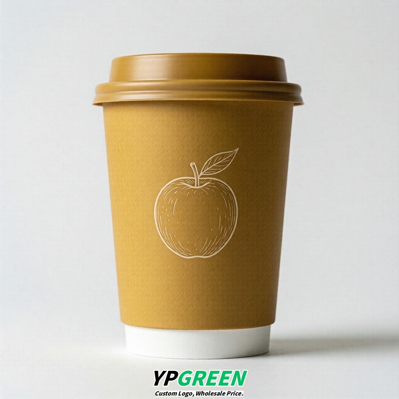 Mustard Fruits Paper Cups with Lids 8-24oz