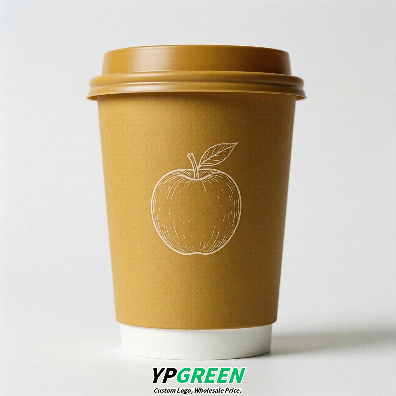Mustard Fruits Paper Cups with Lids 8-24oz