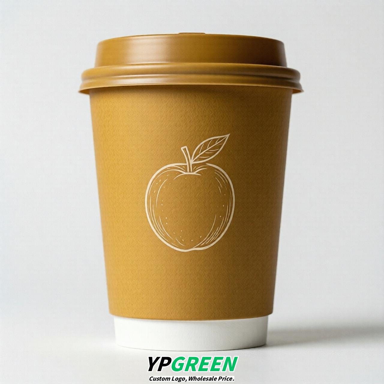 Mustard Fruits Paper Cups with Lids 8-24oz