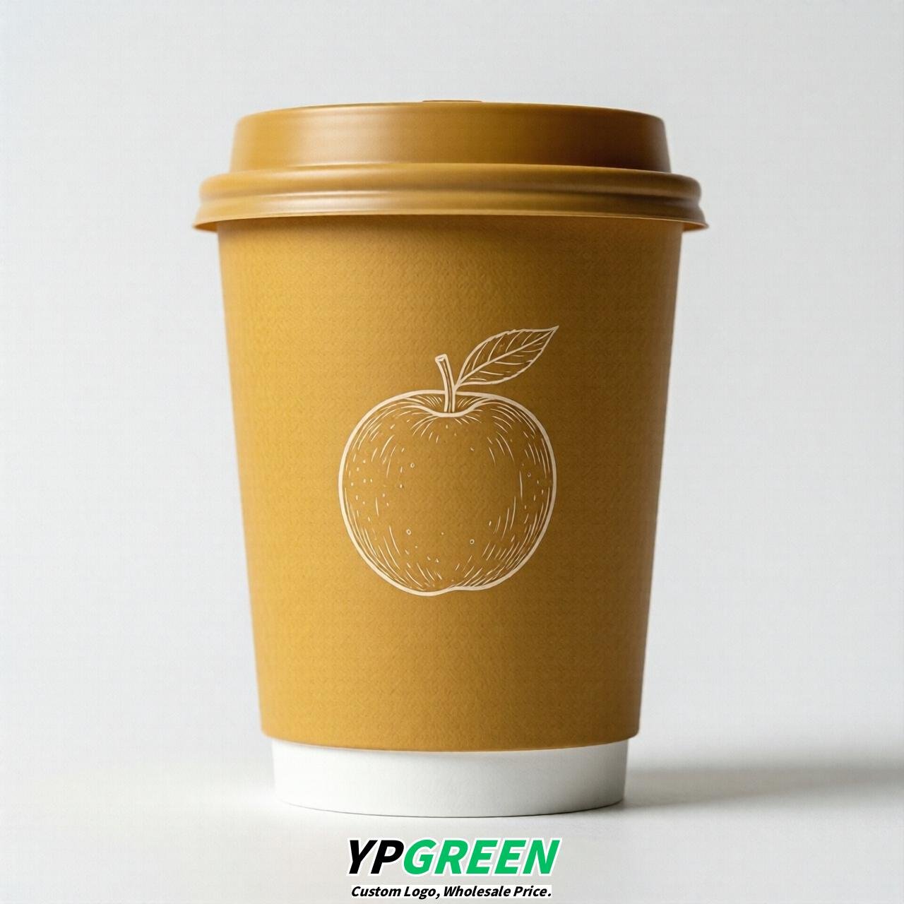 Mustard Fruits Paper Cups with Lids 8-24oz