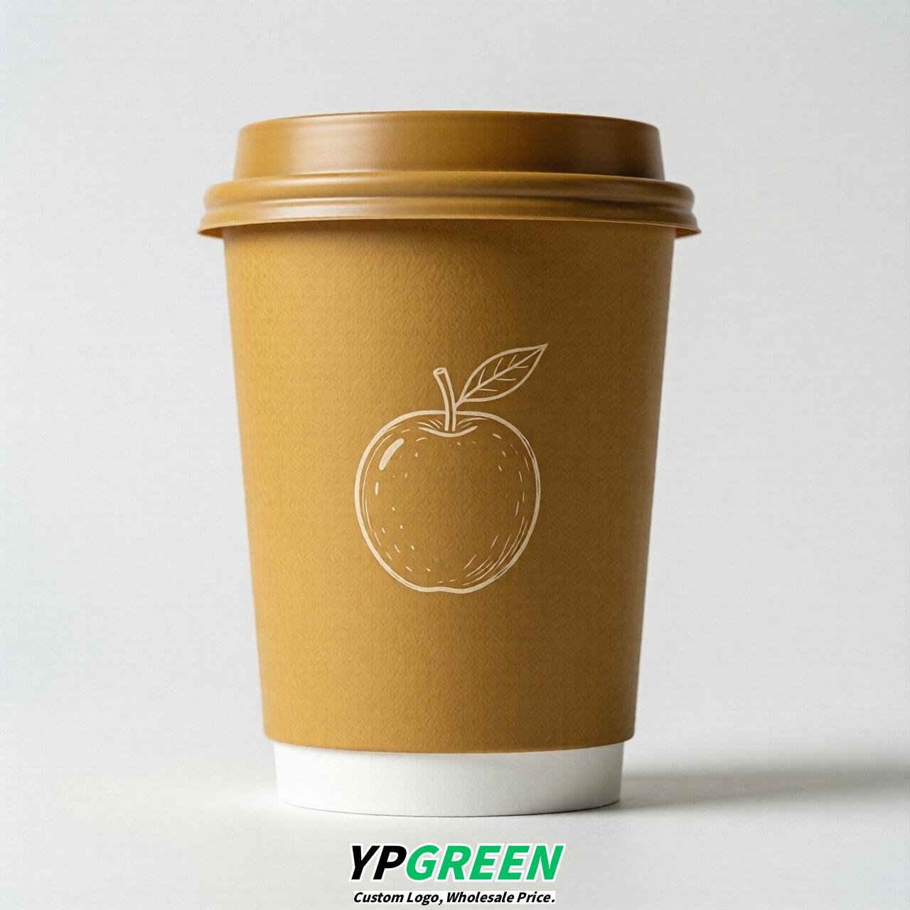 Mustard Fruits Paper Cups with Lids 8-24oz