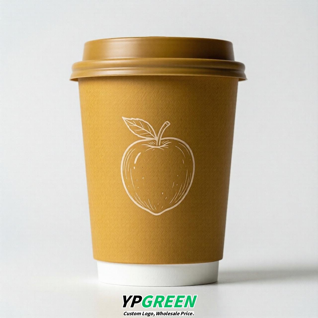 Mustard Fruits Paper Cups with Lids 8-24oz