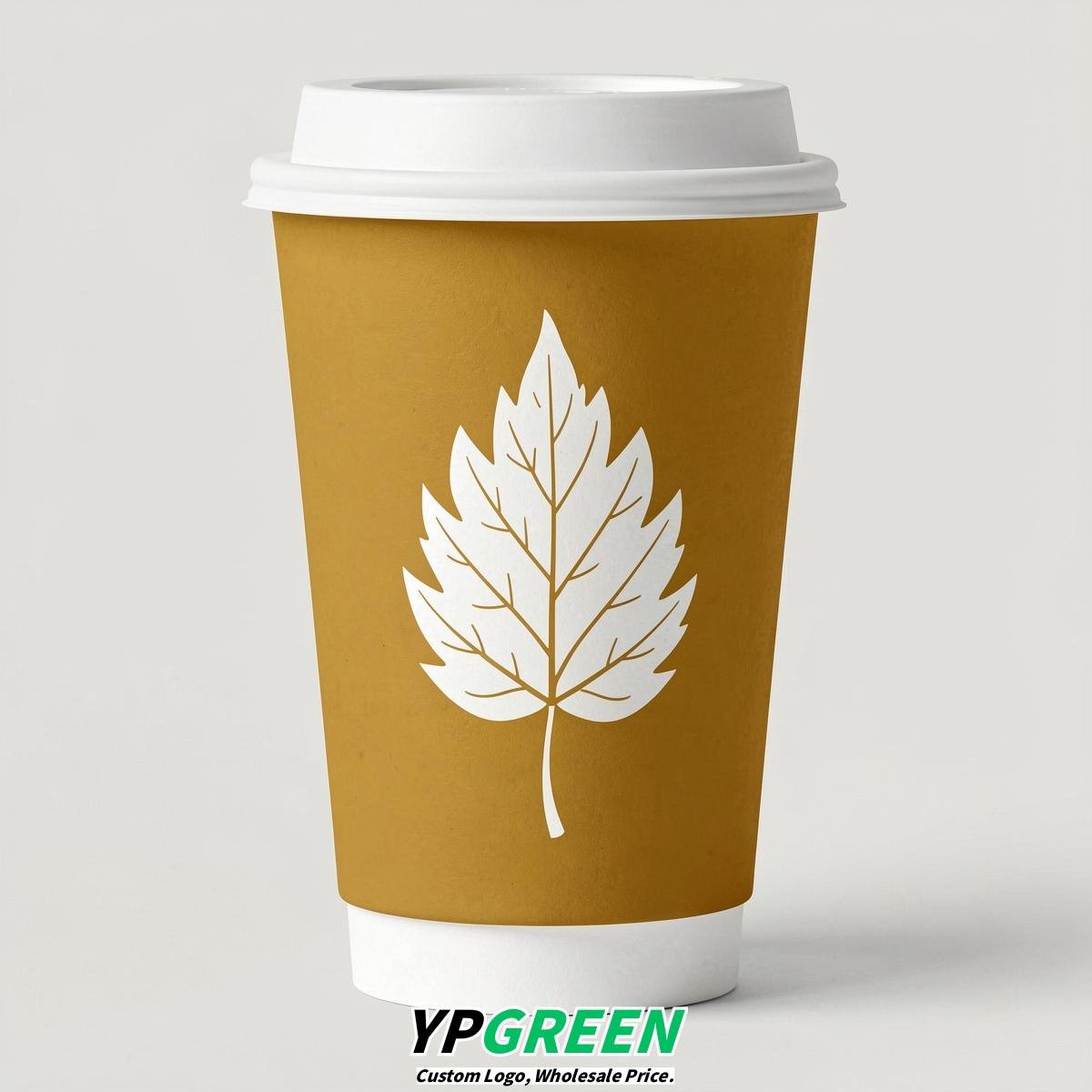 Mustard Leaves Paper Cups with Lids 8-24oz