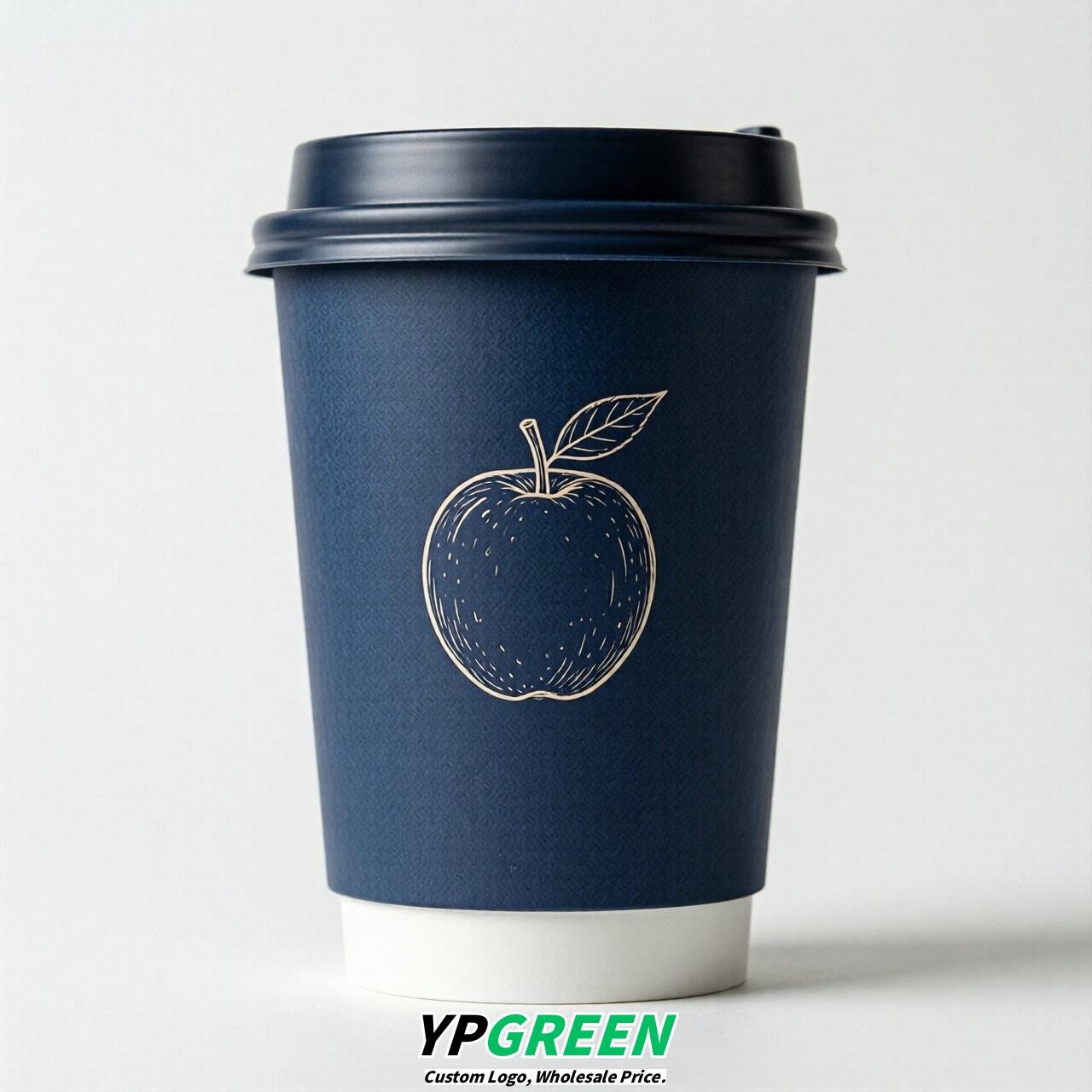 Navy Blue Fruits Paper Cups with Lids 8-24oz