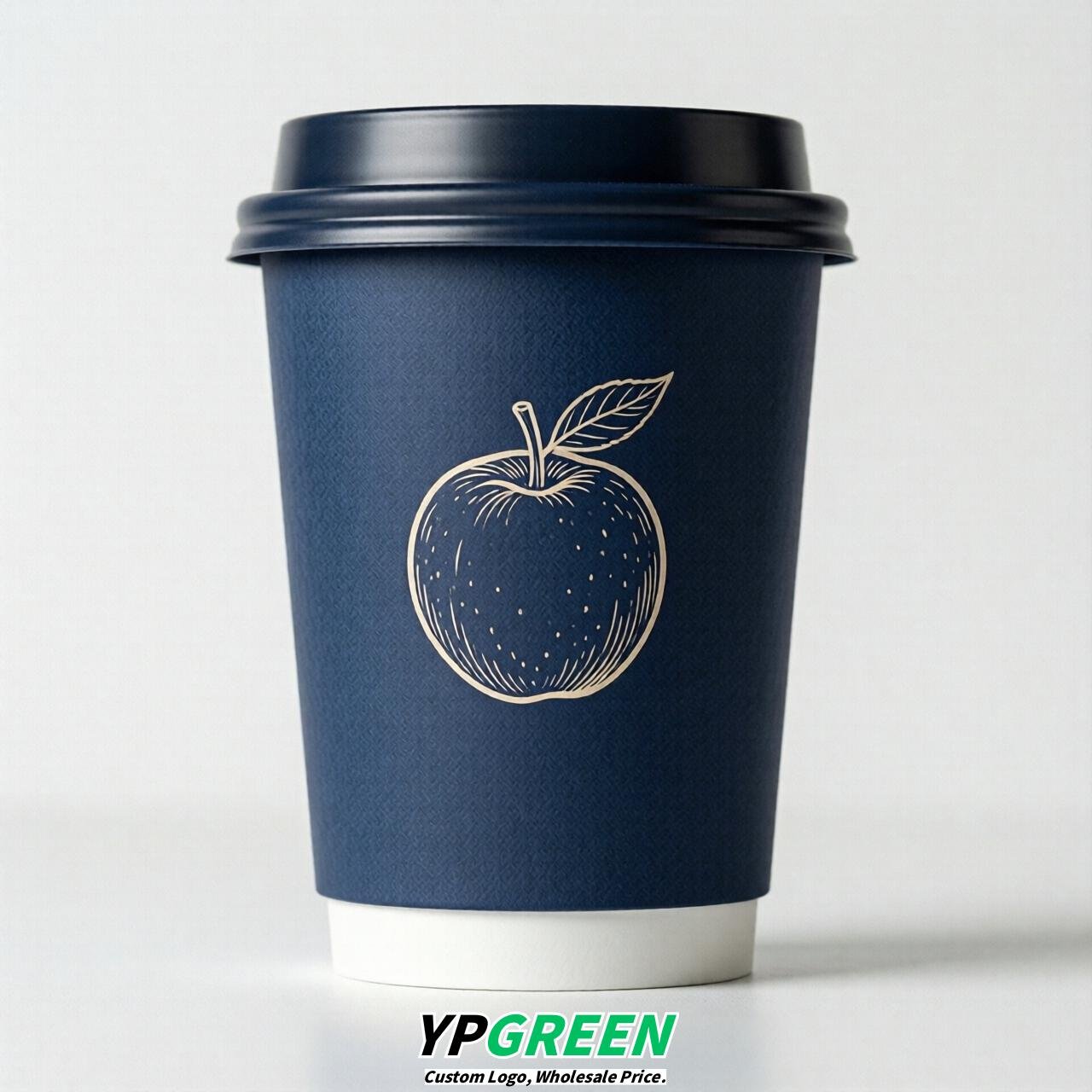 Navy Blue Fruits Paper Cups with Lids 8-24oz