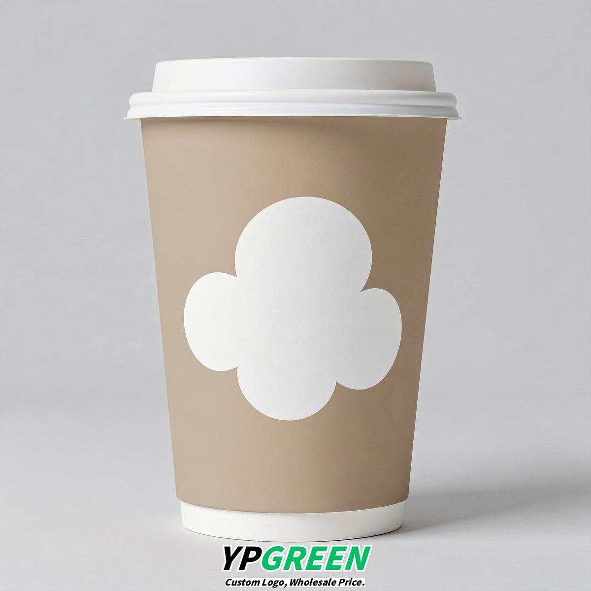 Oatmeal Paper Cups with Clouds Logo & Lids 8-24oz