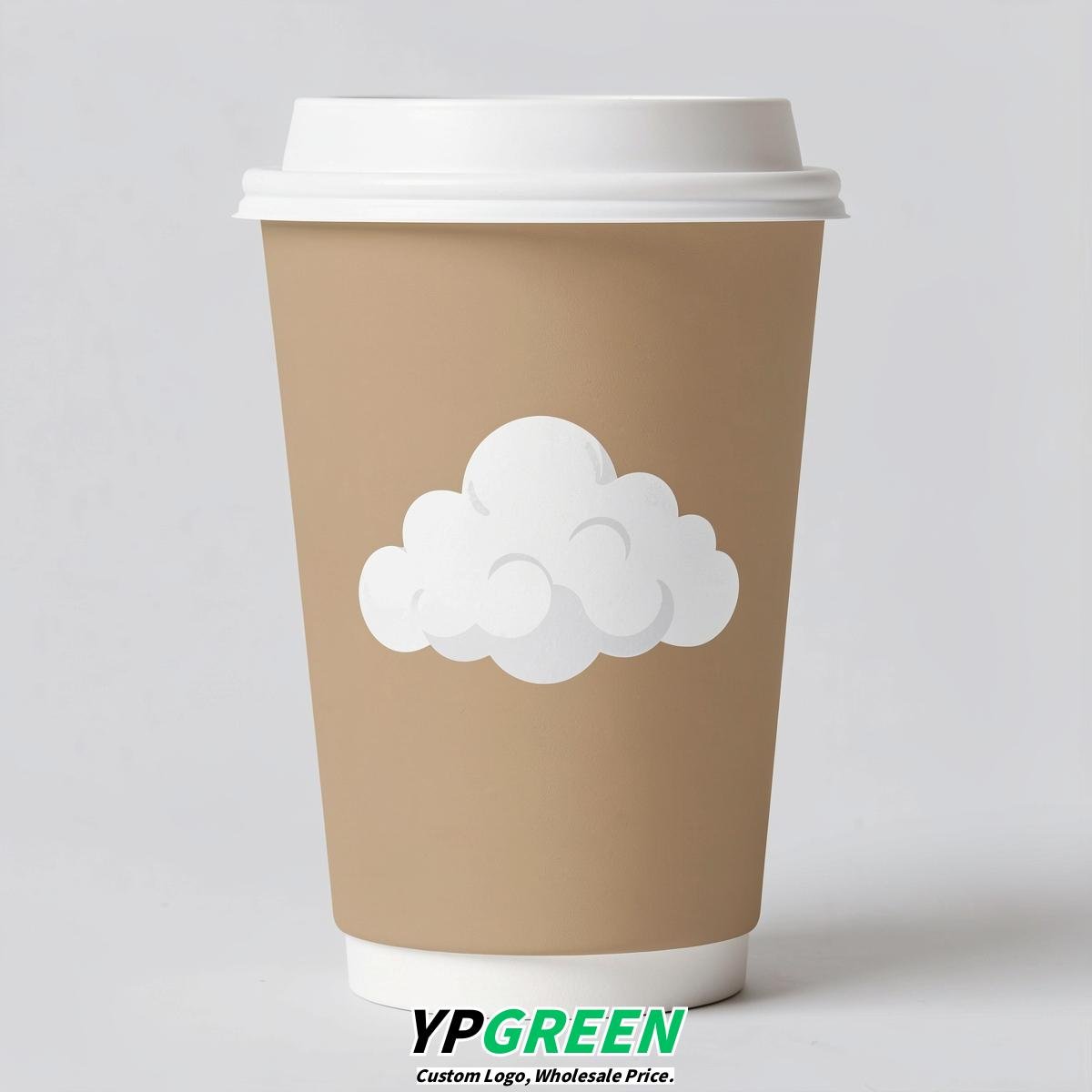 Oatmeal Paper Cups with Clouds Logo & Lids 8-24oz