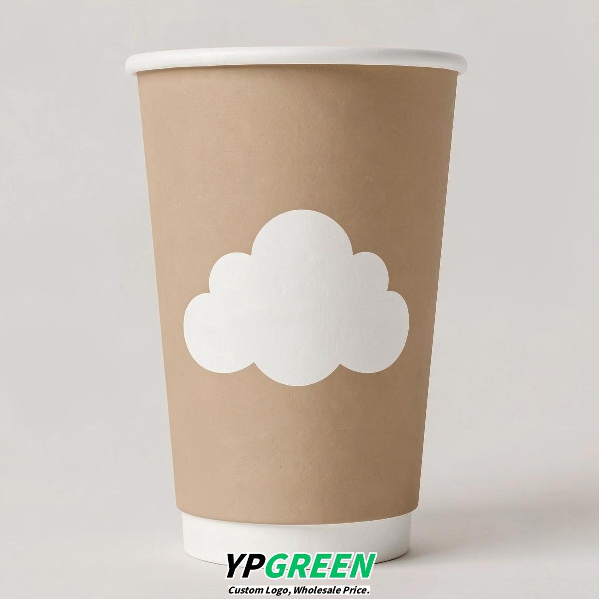 Oatmeal Paper Cups with Clouds Logo & Lids 8-24oz
