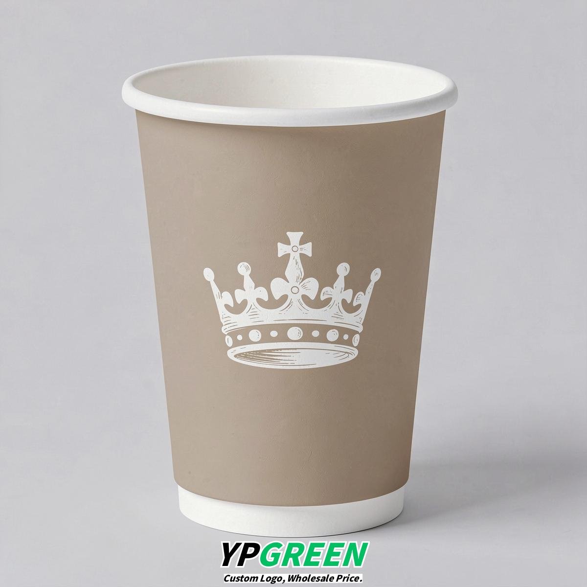Oatmeal Paper Cups with Crown Design 8-24oz Oatmeal Paper Cups with Crown Design 8-24oz