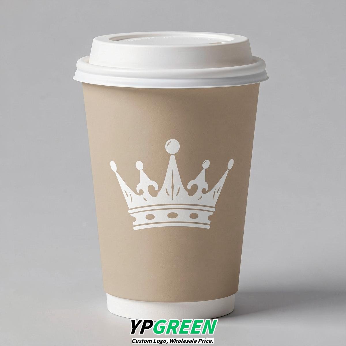 Oatmeal Paper Cups with Crown Design 8-24oz