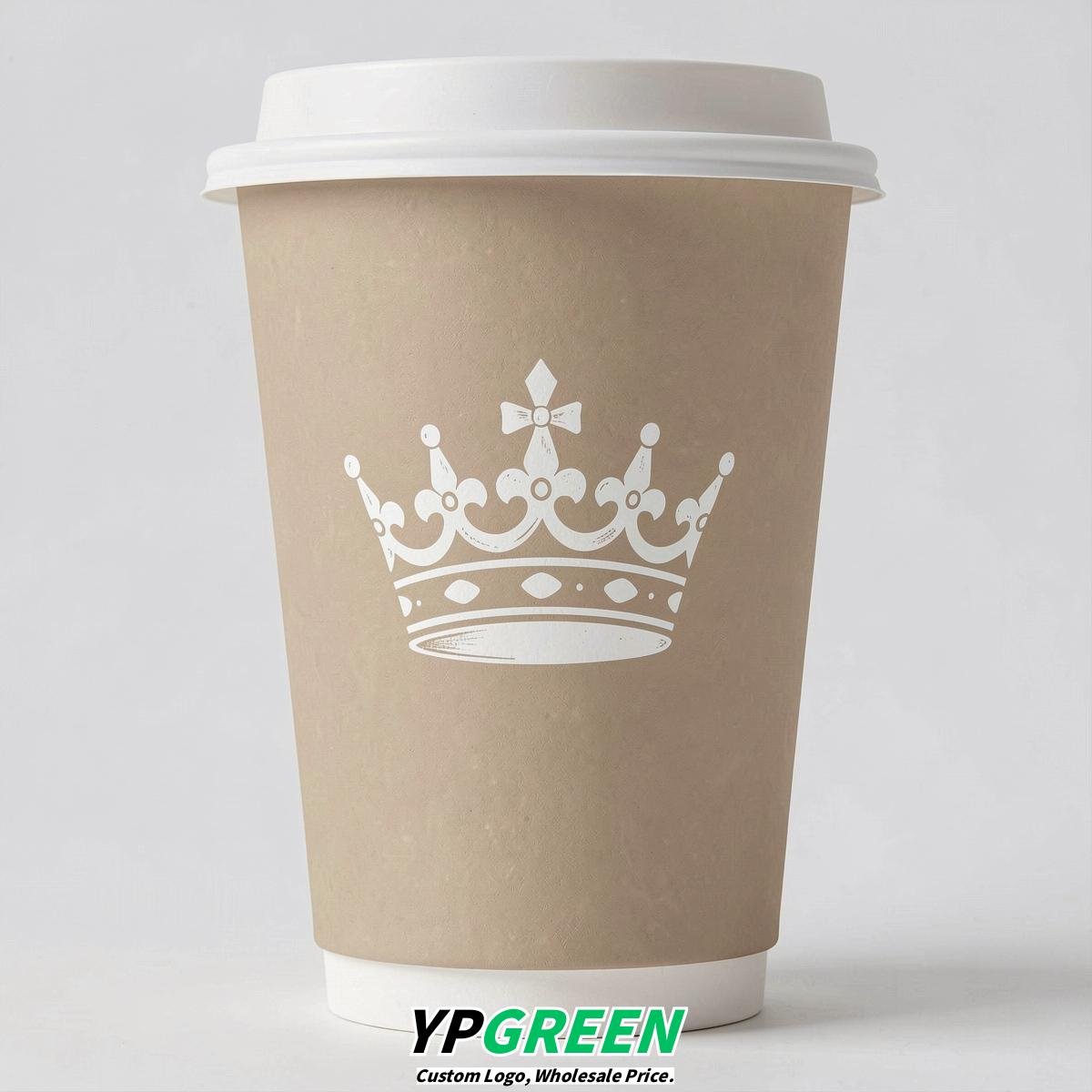 Oatmeal Paper Cups with Crown Design 8-24oz