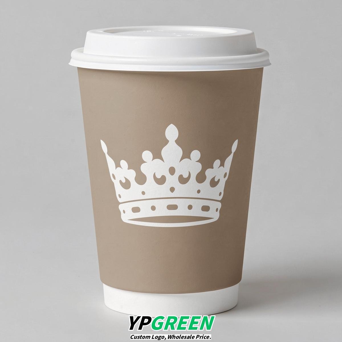 Oatmeal Paper Cups with Crown Design 8-24oz