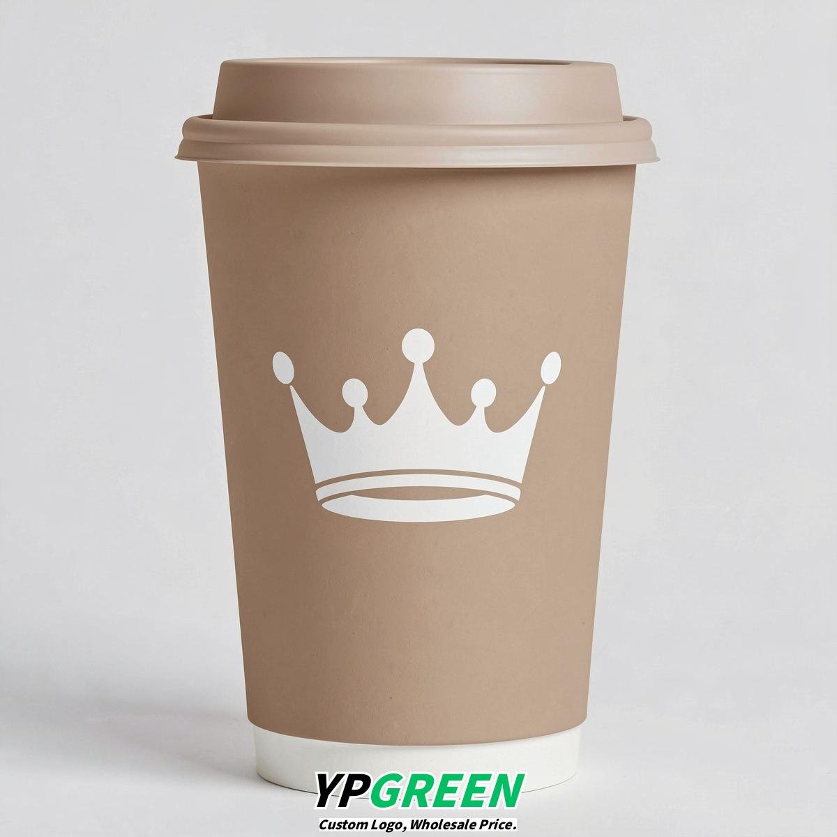 Oatmeal Paper Cups with Crown Design 8-24oz