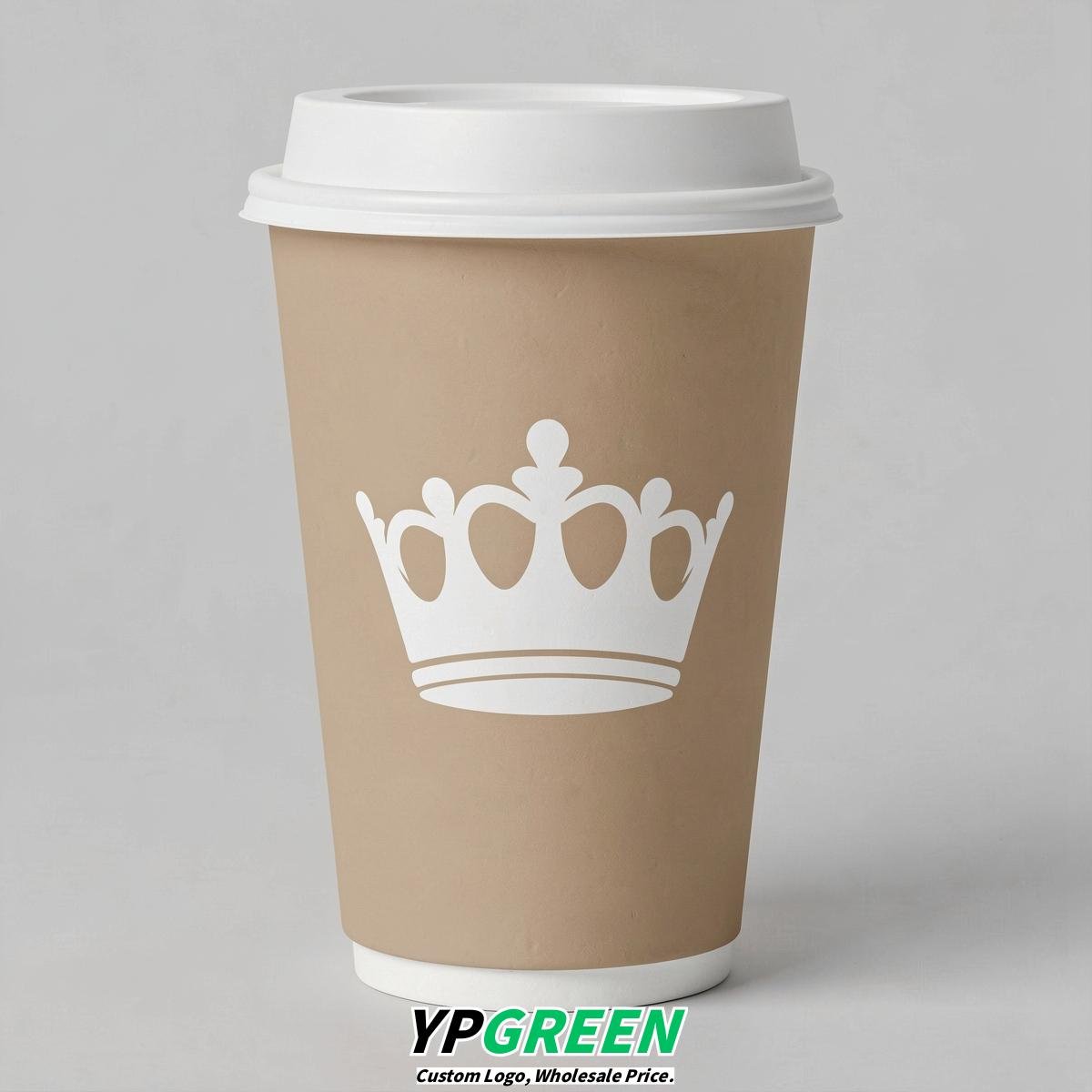 Oatmeal Paper Cups with Crown Design 8-24oz