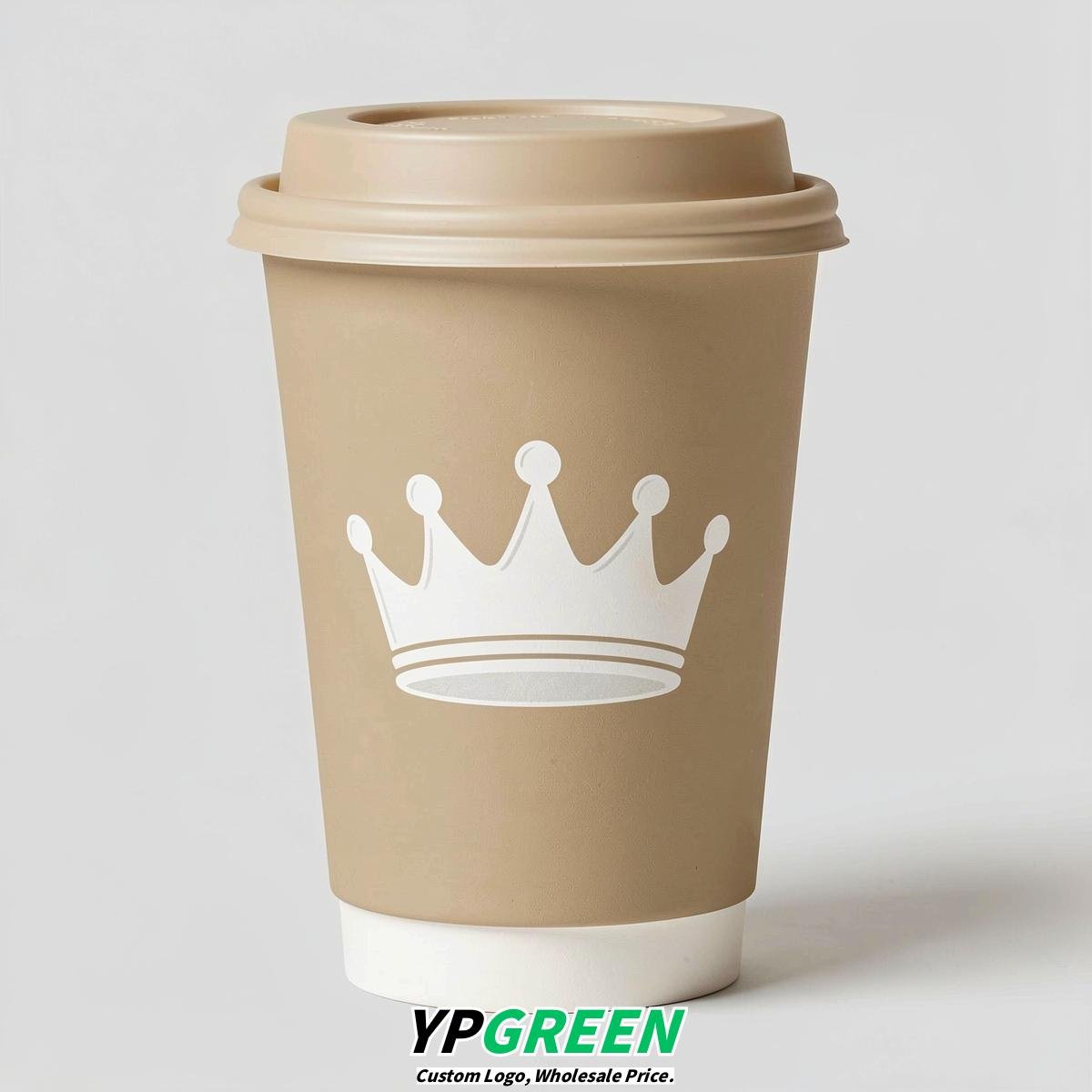 Oatmeal Paper Cups with Crown Design 8-24oz