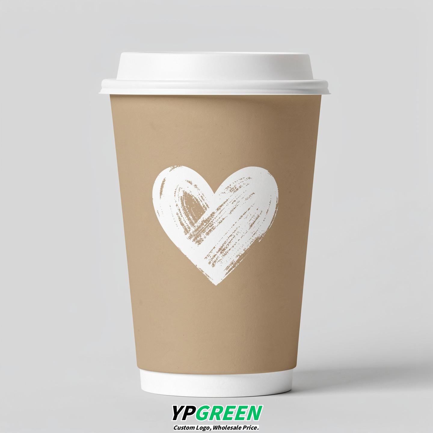 Oatmeal Heart Paper Cups with Lids 8-24oz