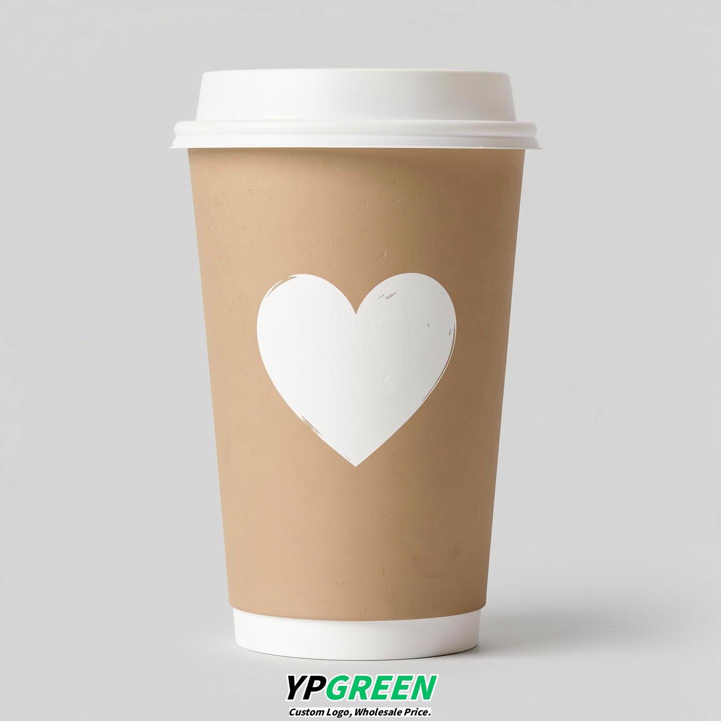 Oatmeal Heart Paper Cups with Lids 8-24oz