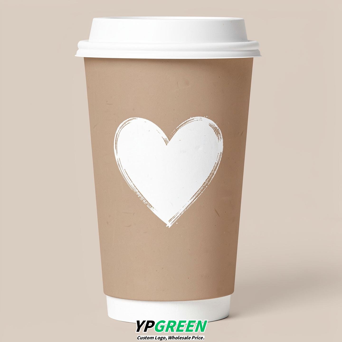 Oatmeal Heart Paper Cups with Lids 8-24oz
