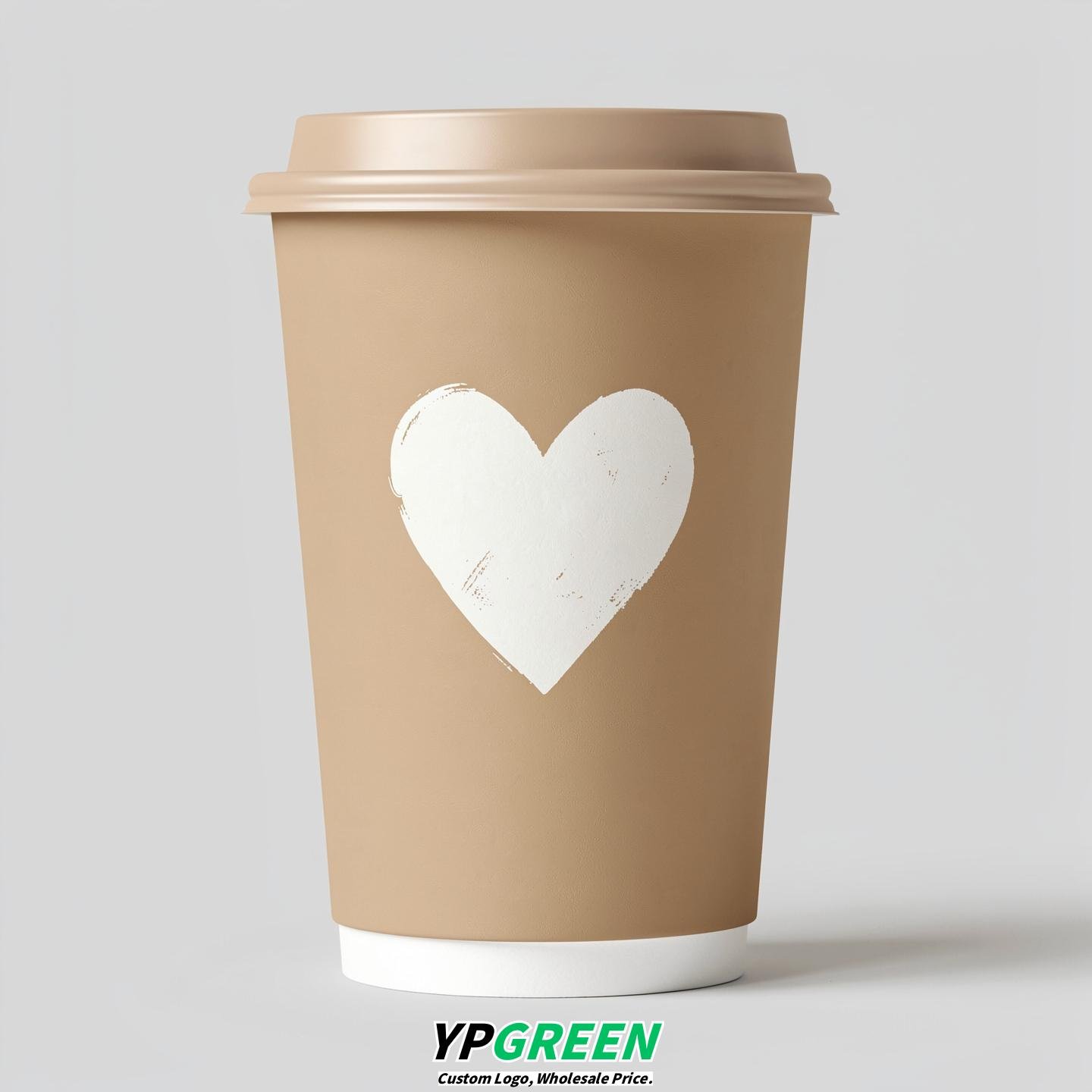 Oatmeal Heart Paper Cups with Lids 8-24oz