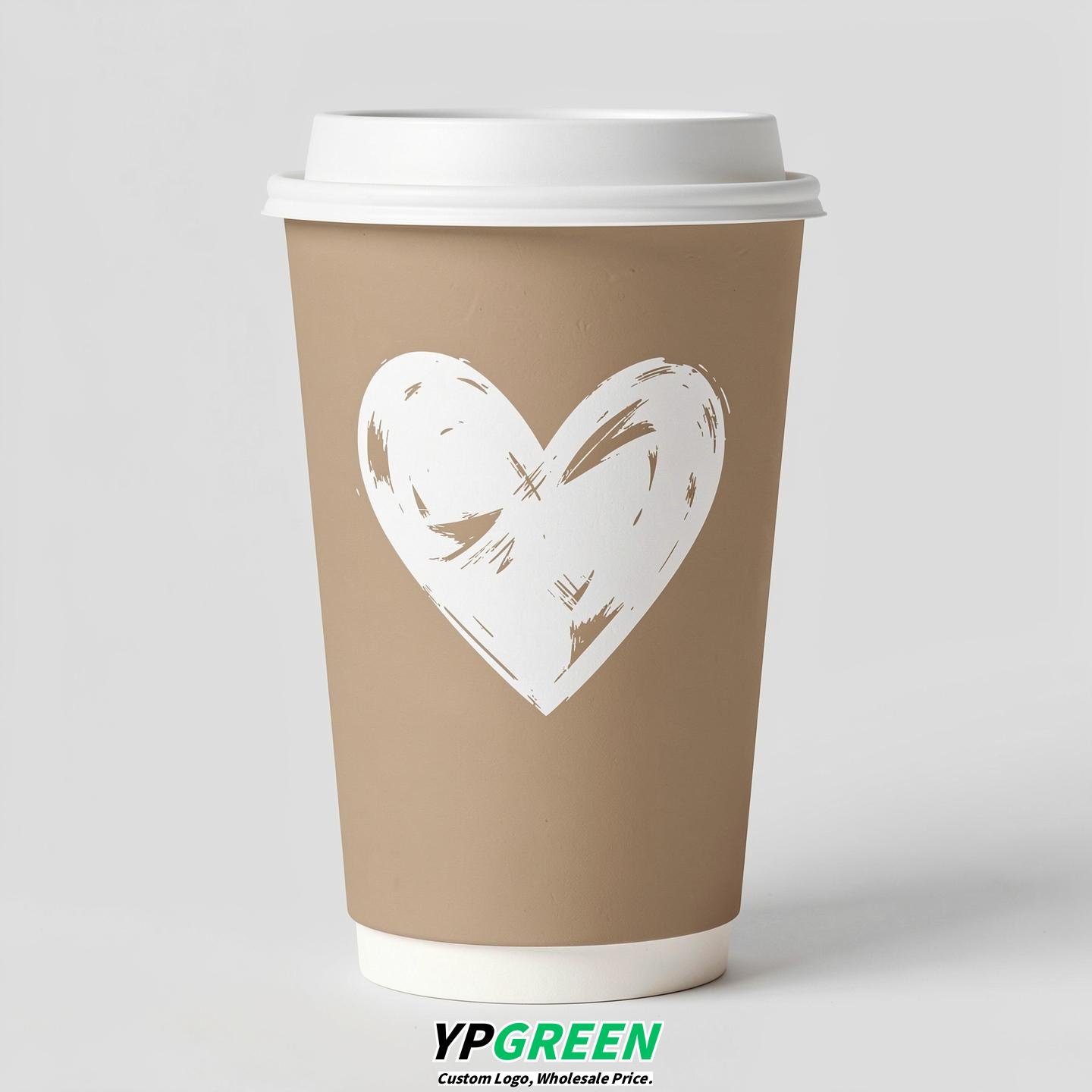 Oatmeal Heart Paper Cups with Lids 8-24oz
