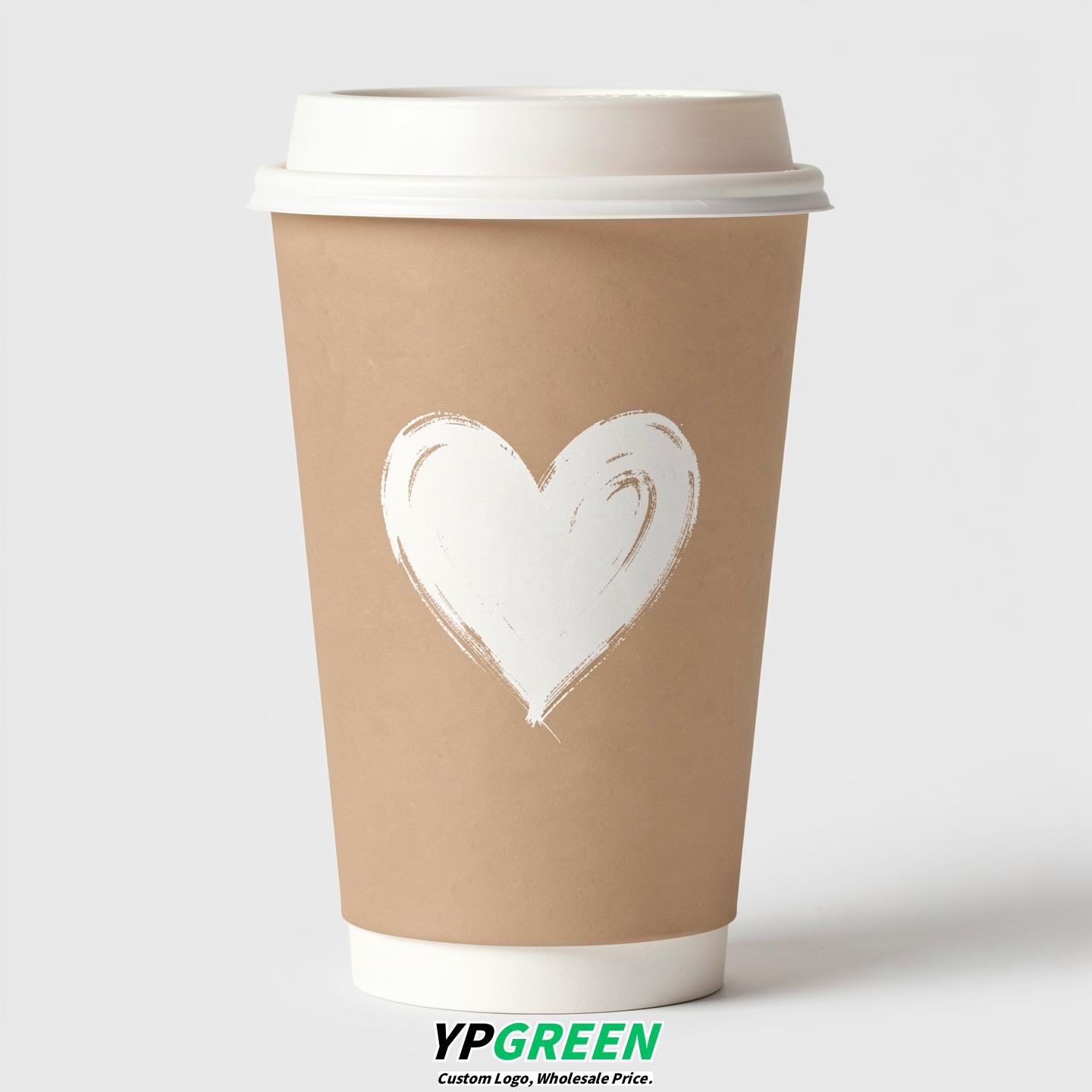 Oatmeal Heart Paper Cups with Lids 8-24oz