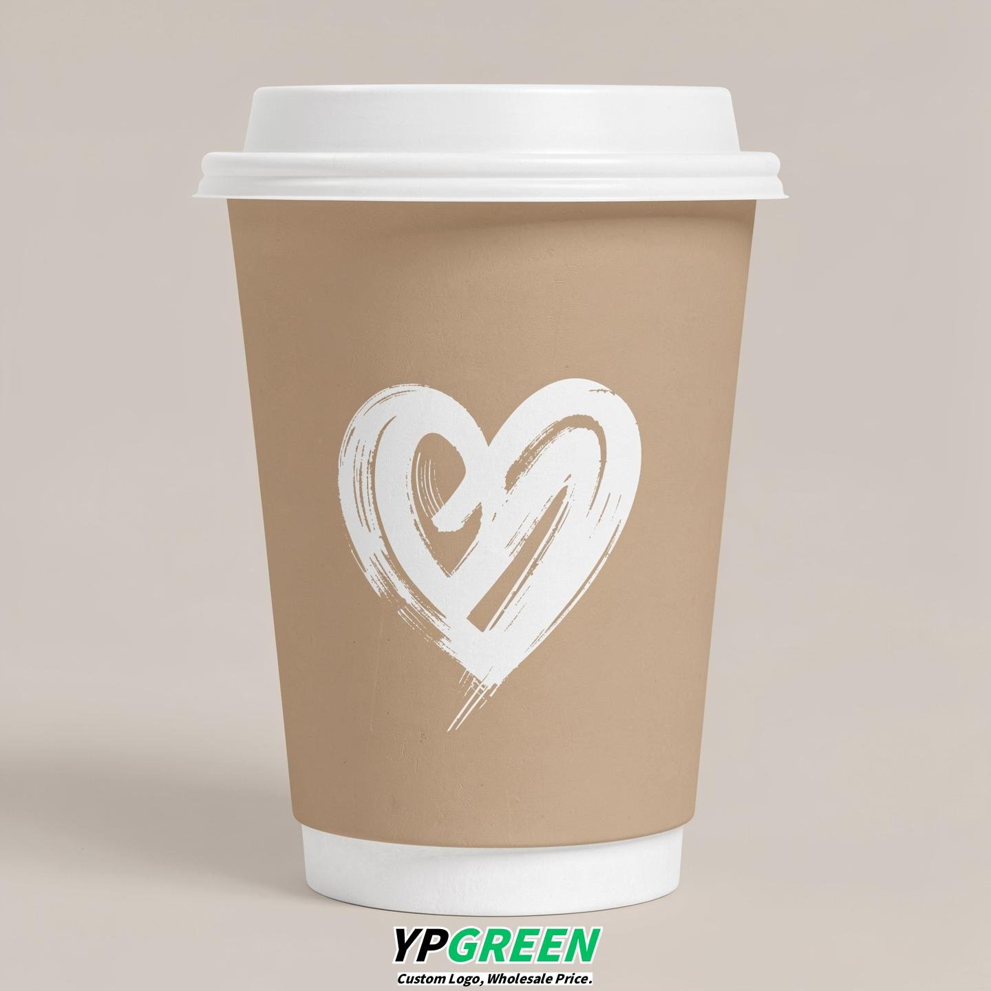 Oatmeal Heart Paper Cups with Lids 8-24oz