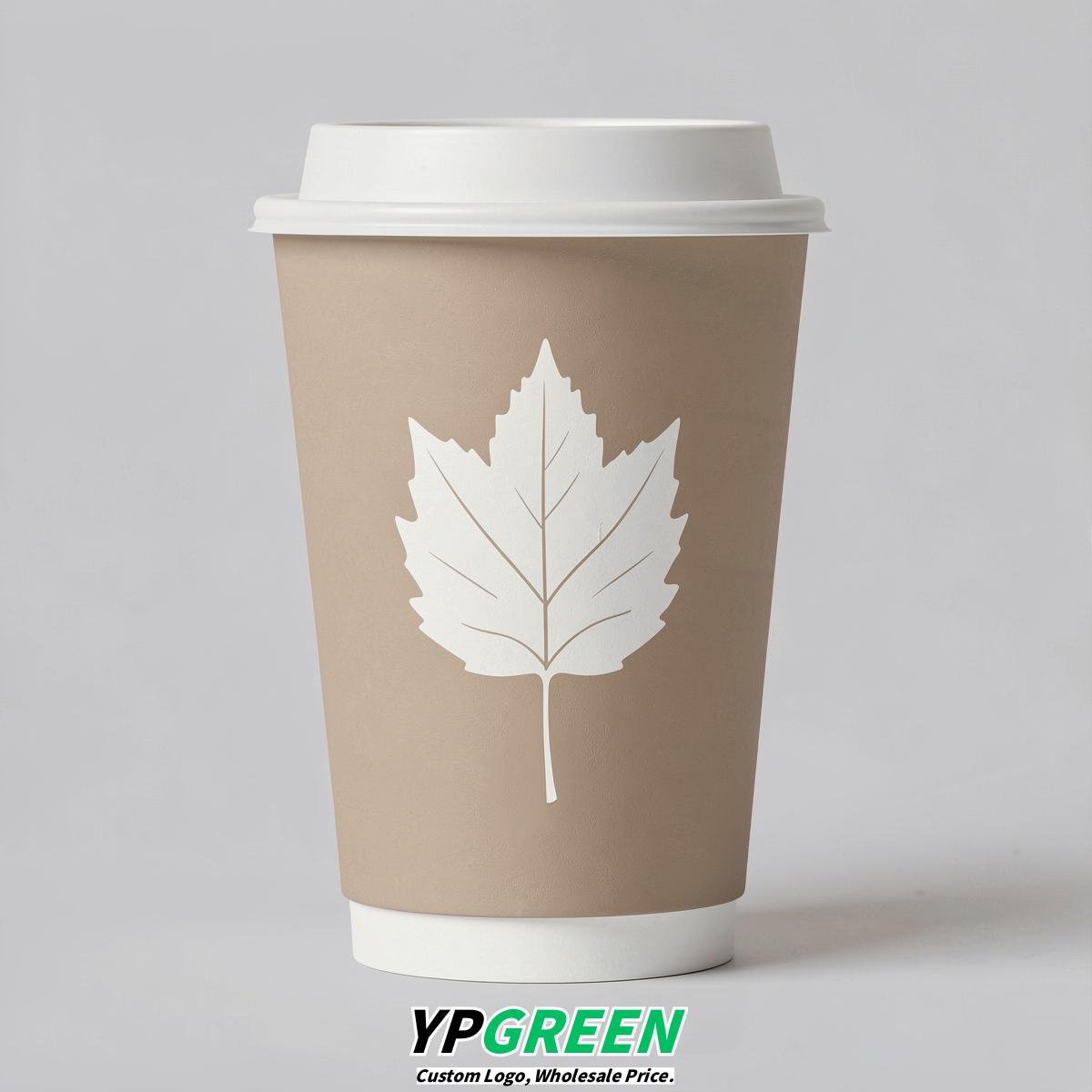Oatmeal Leaves Paper Cups with Lids 8-24oz