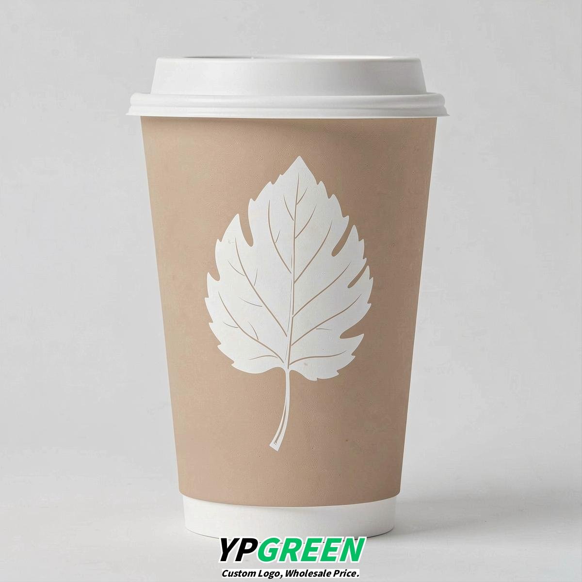 Oatmeal Leaves Paper Cups with Lids 8-24oz