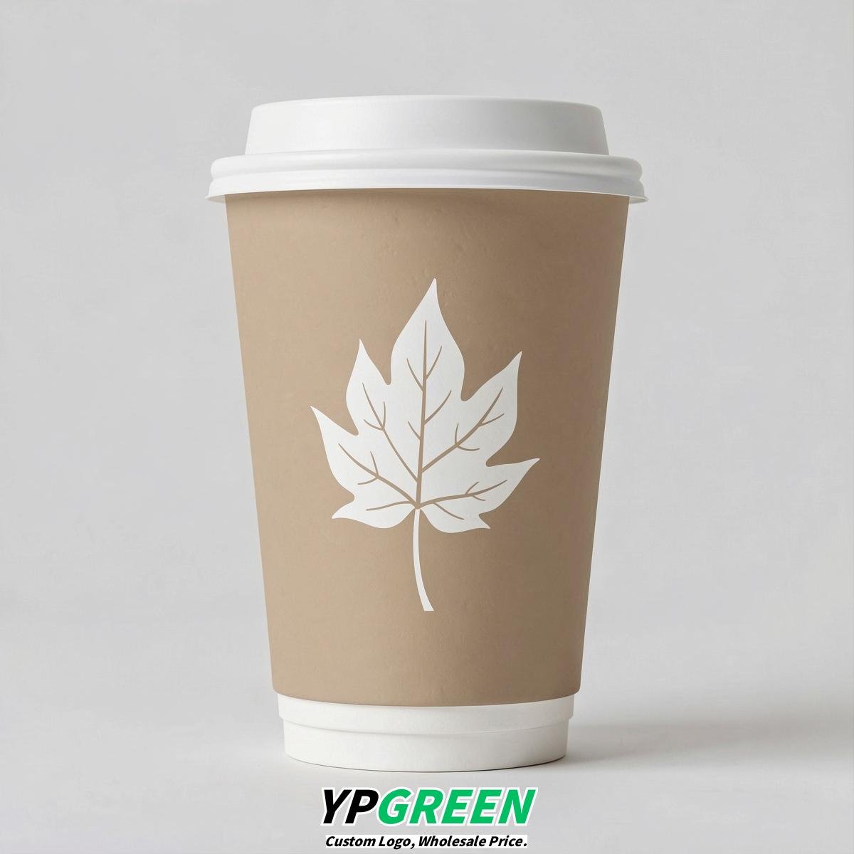Oatmeal Leaves Paper Cups with Lids 8-24oz