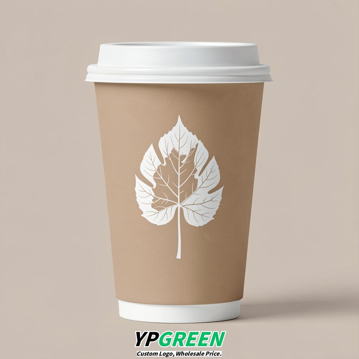 Oatmeal Leaves Paper Cups with Lids 8-24oz