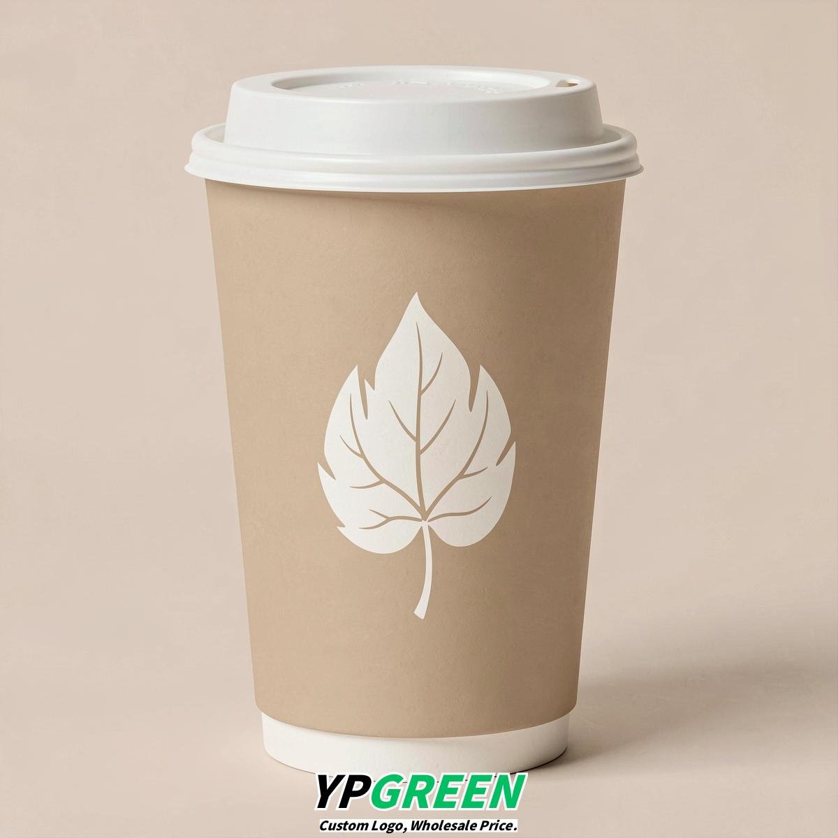 Oatmeal Leaves Paper Cups with Lids 8-24oz