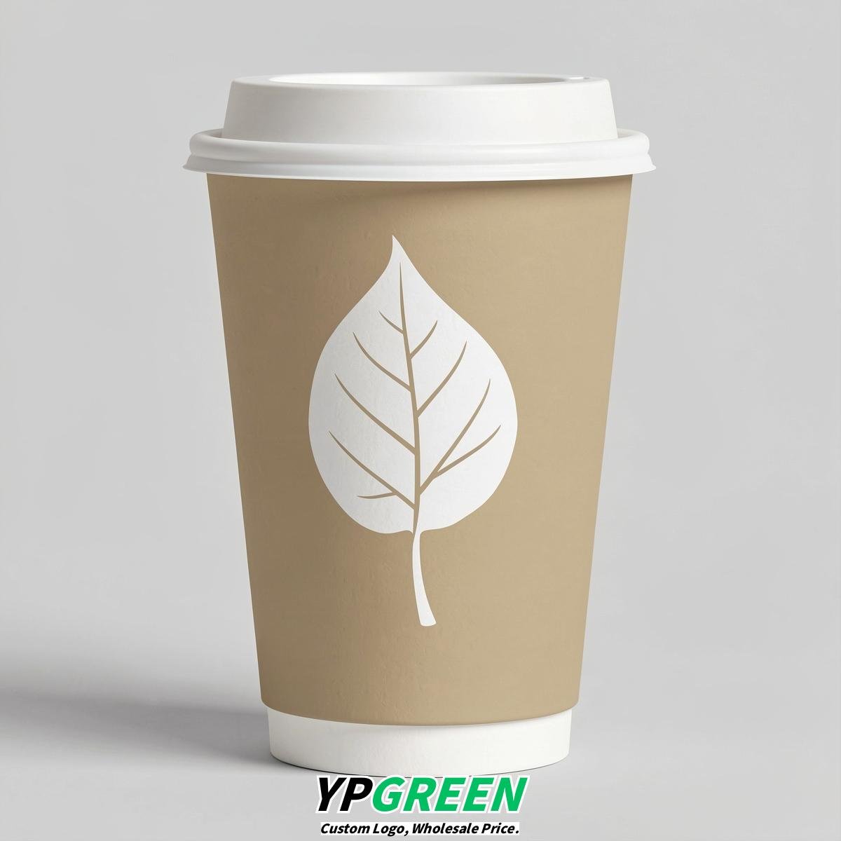 Oatmeal Leaves Paper Cups with Lids 8-24oz