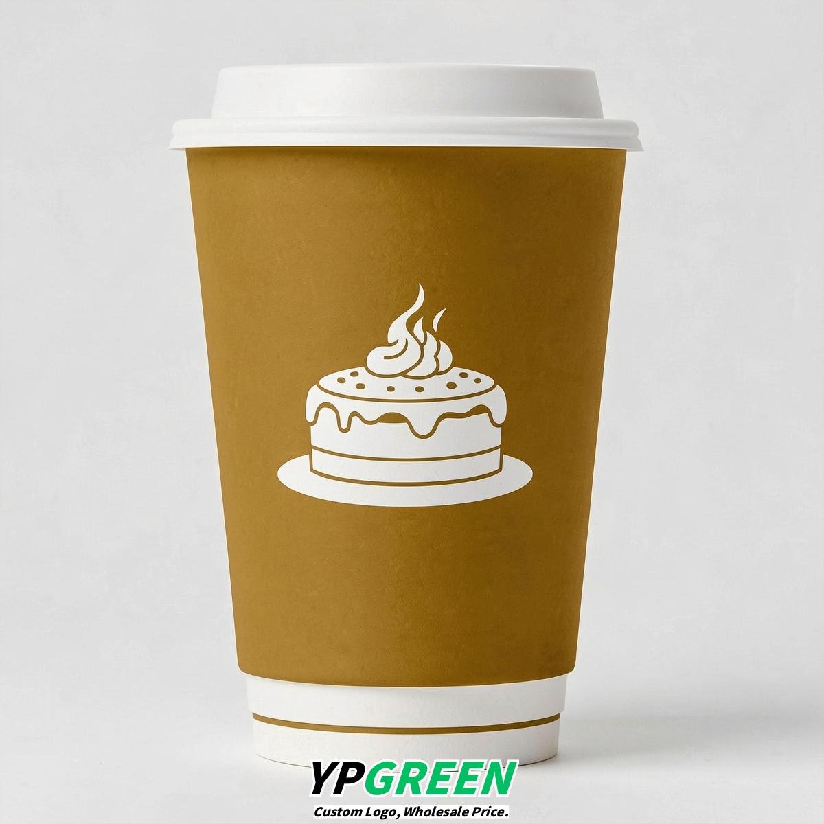 Ochre Paper Cups with Desserts Design 8-24oz Ochre Paper Cups with Desserts Design 8-24oz