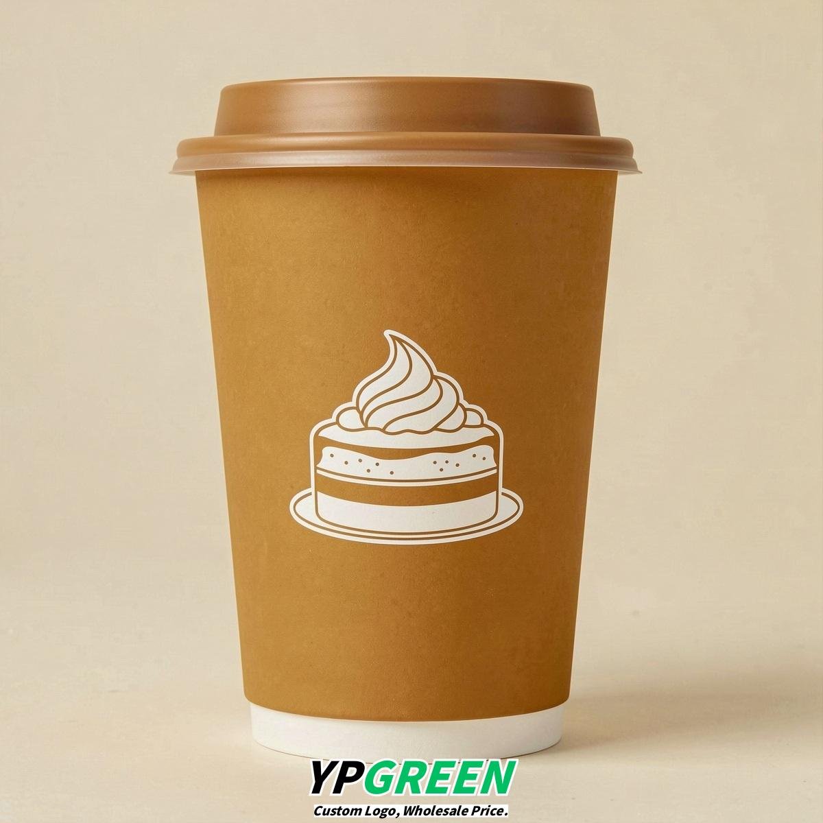 Ochre Paper Cups with Desserts Design 8-24oz