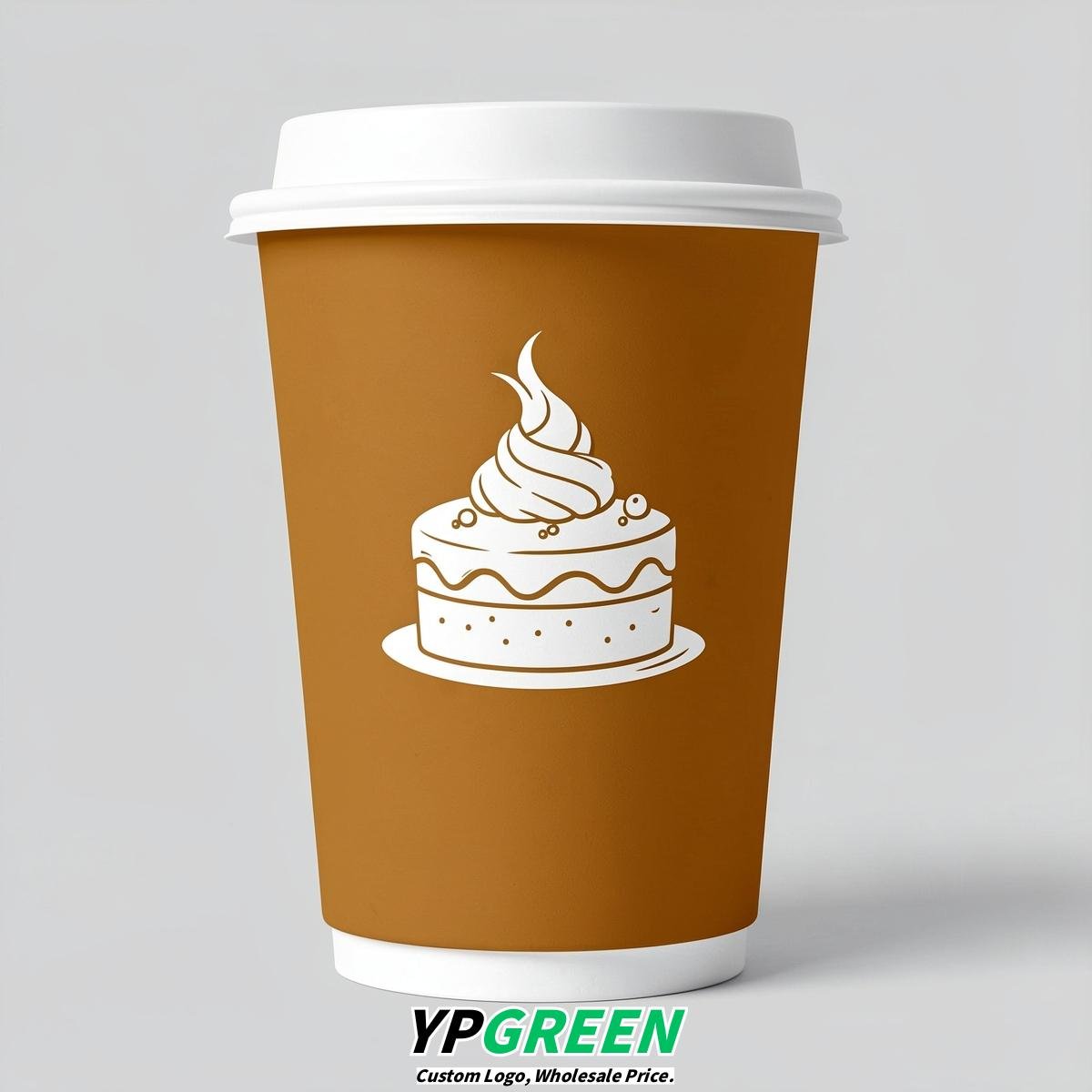 Ochre Paper Cups with Desserts Design 8-24oz