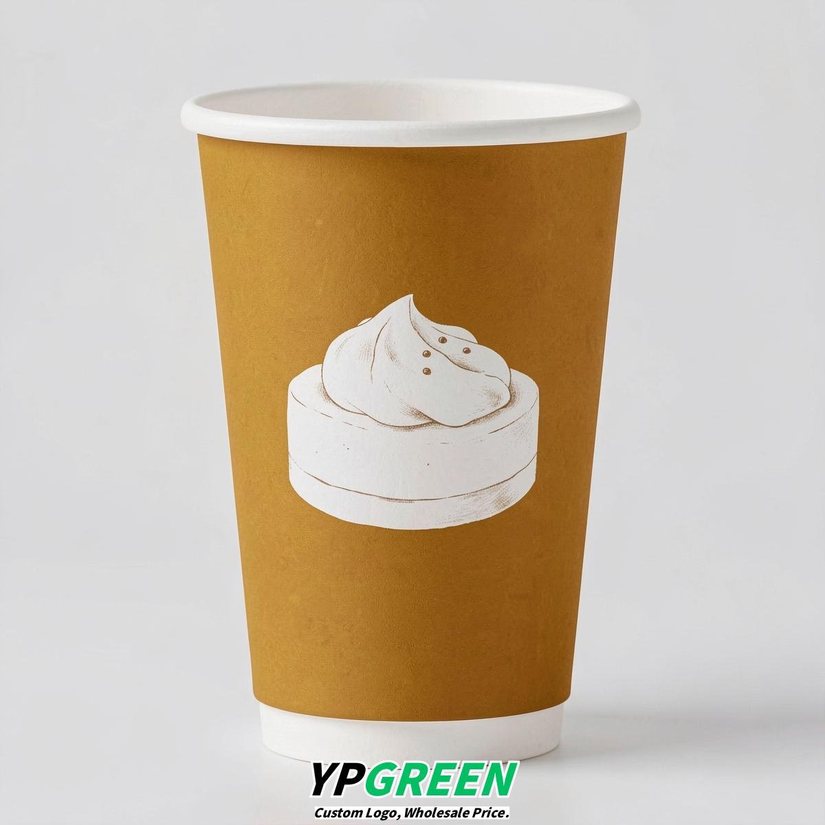 Ochre Paper Cups with Desserts Design 8-24oz