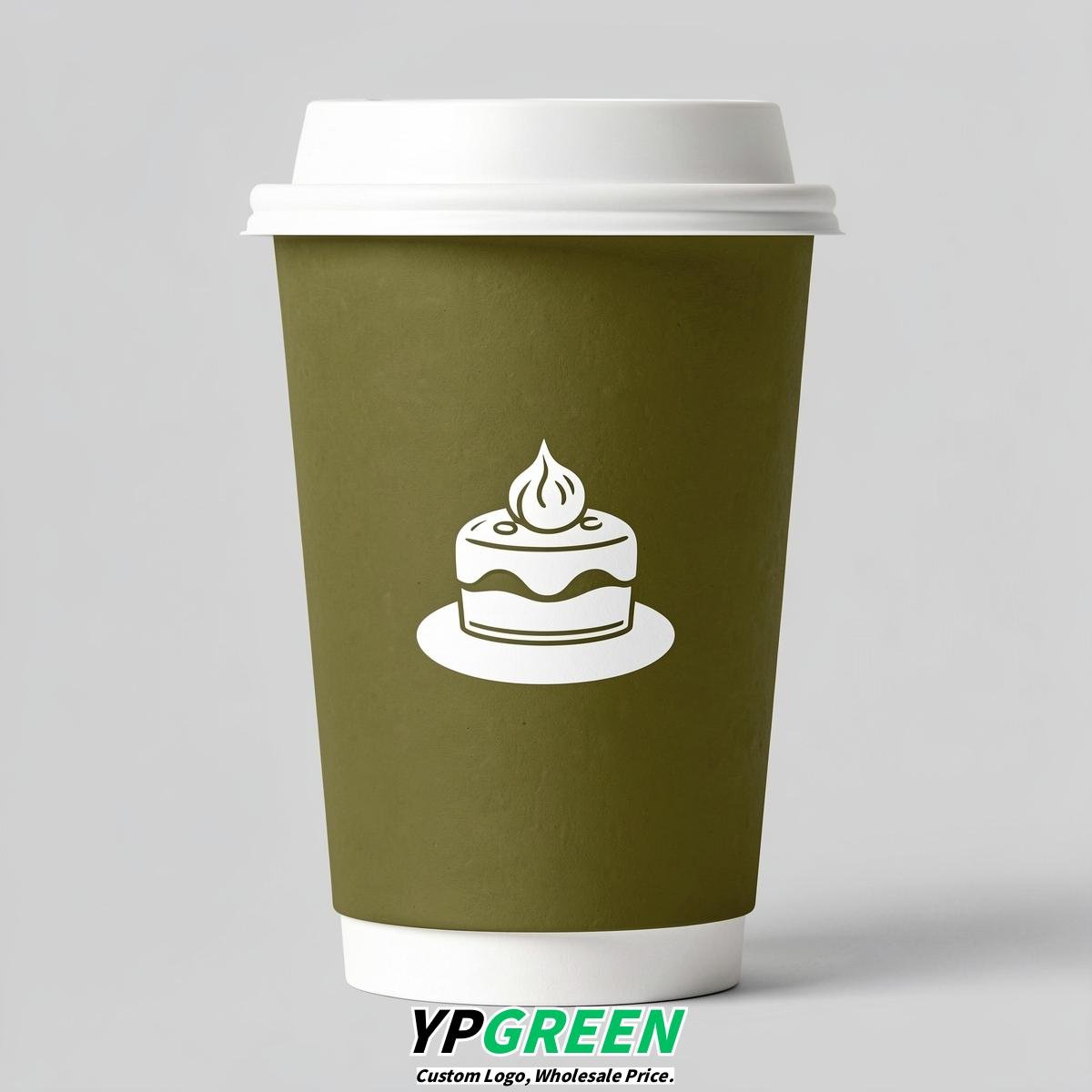 Olive Paper Cups with Desserts Design 8-24oz