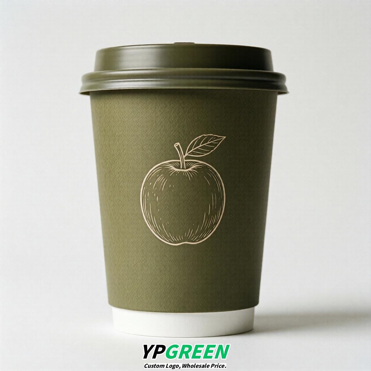 Olive Fruits Paper Cups with Lids 8-24oz