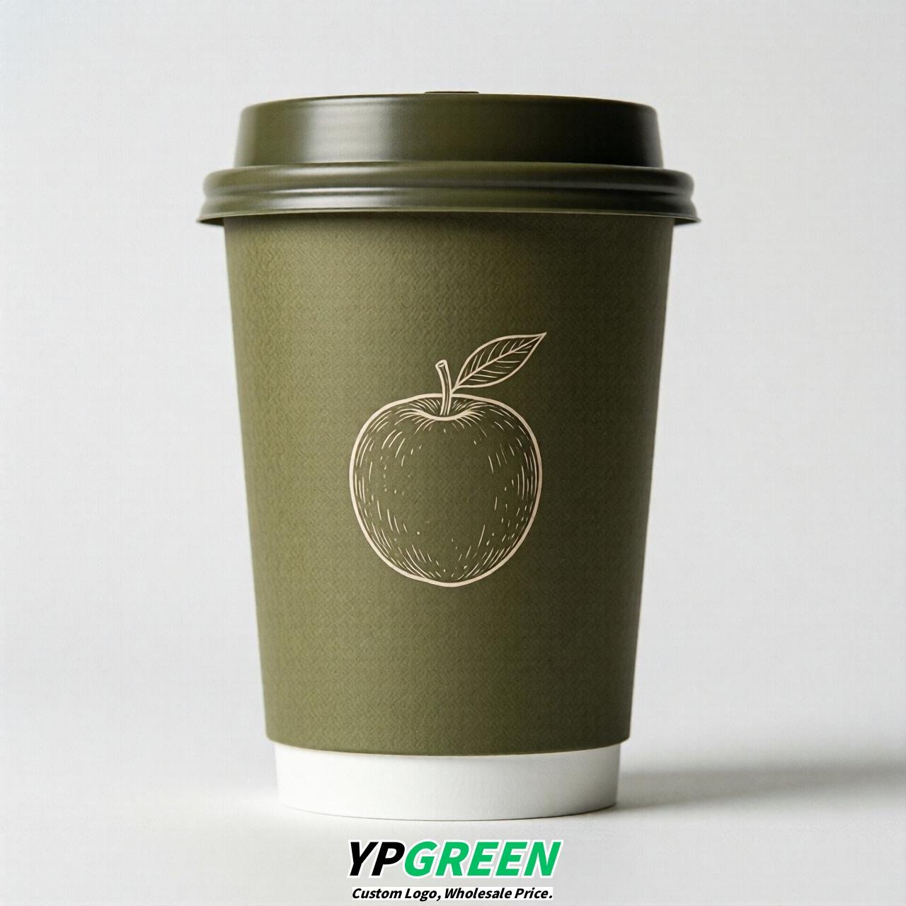 Olive Fruits Paper Cups with Lids 8-24oz