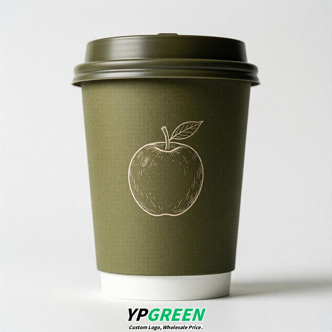Olive Fruits Paper Cups with Lids 8-24oz