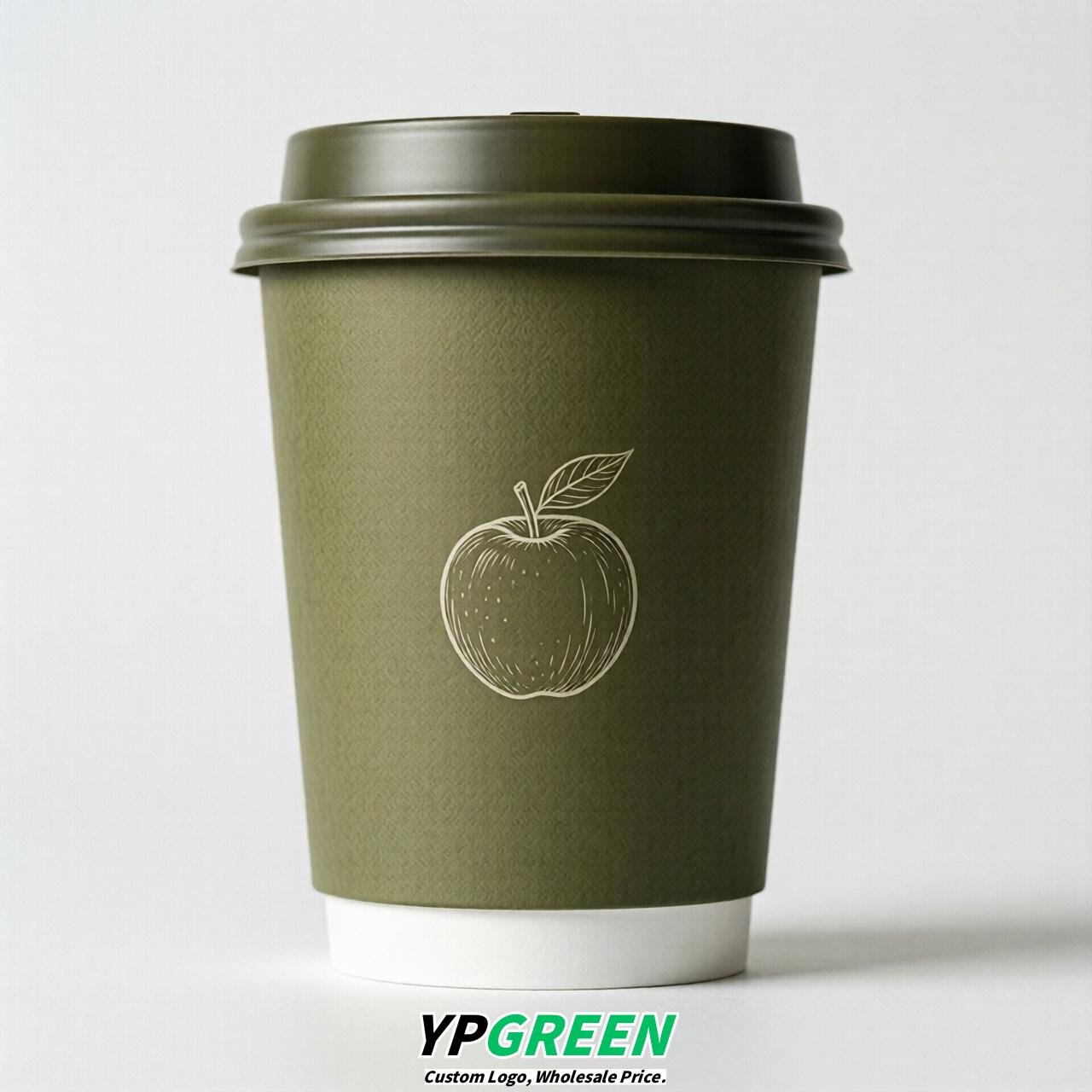 Olive Fruits Paper Cups with Lids 8-24oz