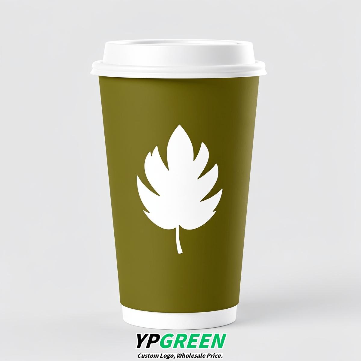 Olive Leaves Paper Cups with Lids 8-24oz