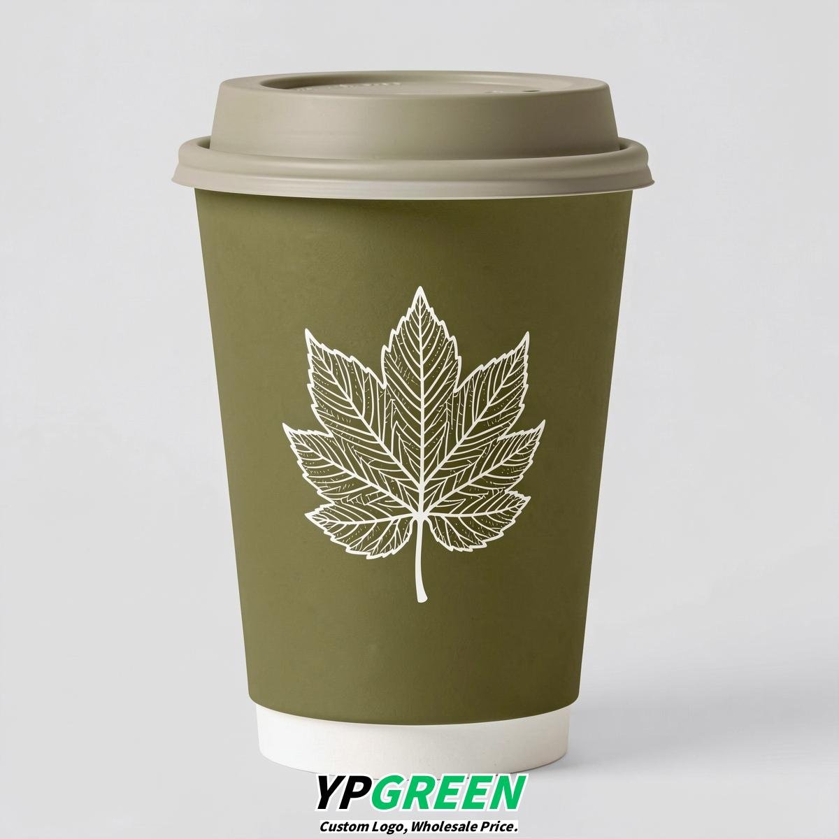 Olive Leaves Paper Cups with Lids 8-24oz