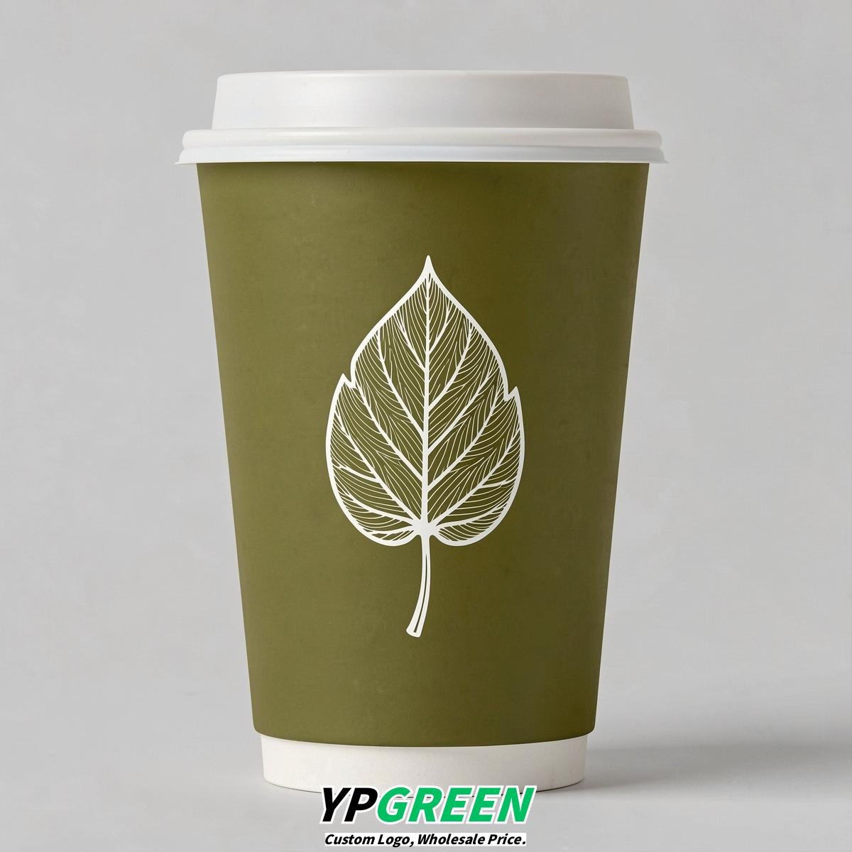 Olive Leaves Paper Cups with Lids 8-24oz