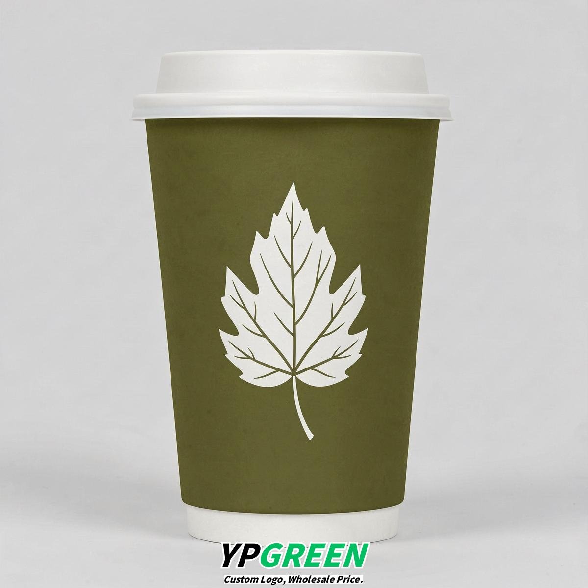 Olive Leaves Paper Cups with Lids 8-24oz