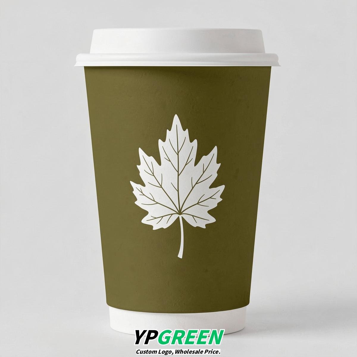 Olive Leaves Paper Cups with Lids 8-24oz